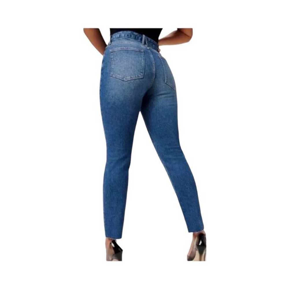 Good American Good‎ Crop Raw Hem Slim Jeans Blue 940 Size 0/25 NWT - Picture 4 of 9